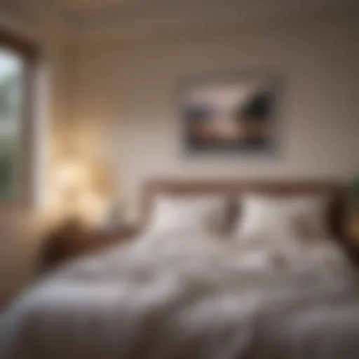 A serene bedroom setting promoting relaxation for better sleep.