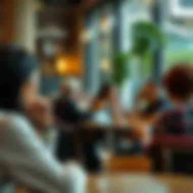 A vibrant dialogue scene in a cafe