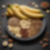 A vibrant plate filled with serotonin-boosting foods like bananas, nuts, and seeds.