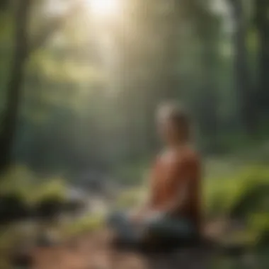 Meditation in Nature for Mood Enhancement A serene outdoor scene depicting someone meditating in nature.