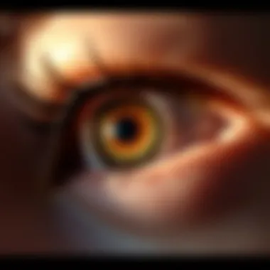 Close-up of an eye with a blurred background, symbolizing double vision
