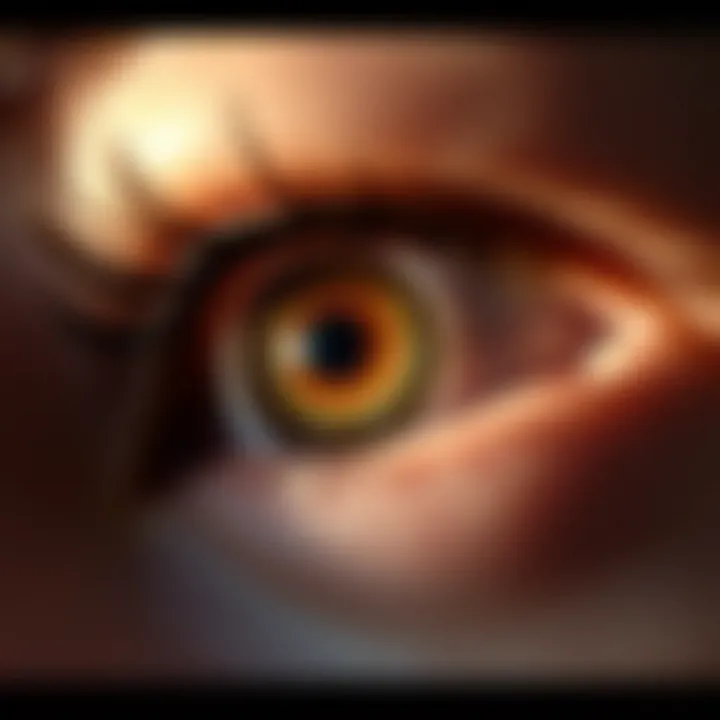 Close-up of an eye with a blurred background, symbolizing double vision