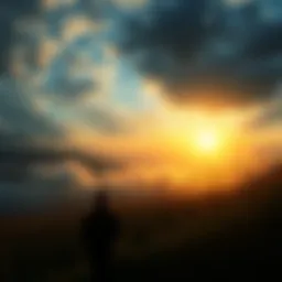 A serene landscape depicting tranquility amidst chaos