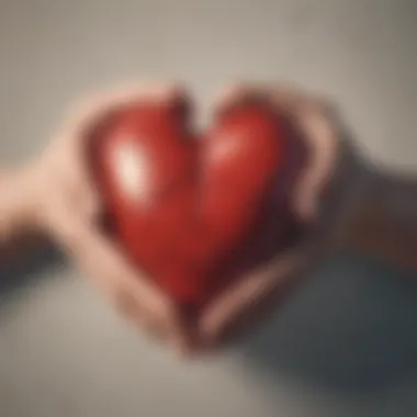 Symbol of altruism represented by a heart intertwined with a helping hand.