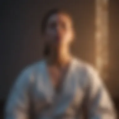 Embracing Calmness in Meditation Individual in a meditative pose surrounded by soft lighting