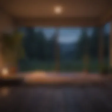 A Tranquil Setting for Nighttime Meditation Serene nighttime meditation space with calming elements