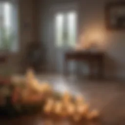 A beautifully arranged memorial space with candles and flowers.