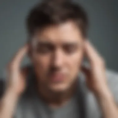 Aching Head and Exhaustion Illustration depicting a person experiencing throbbing headache and fatigue