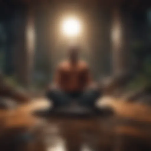 Abstract conceptual illustration of a person practicing mindfulness in a serene environment