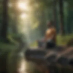 Person meditating in nature