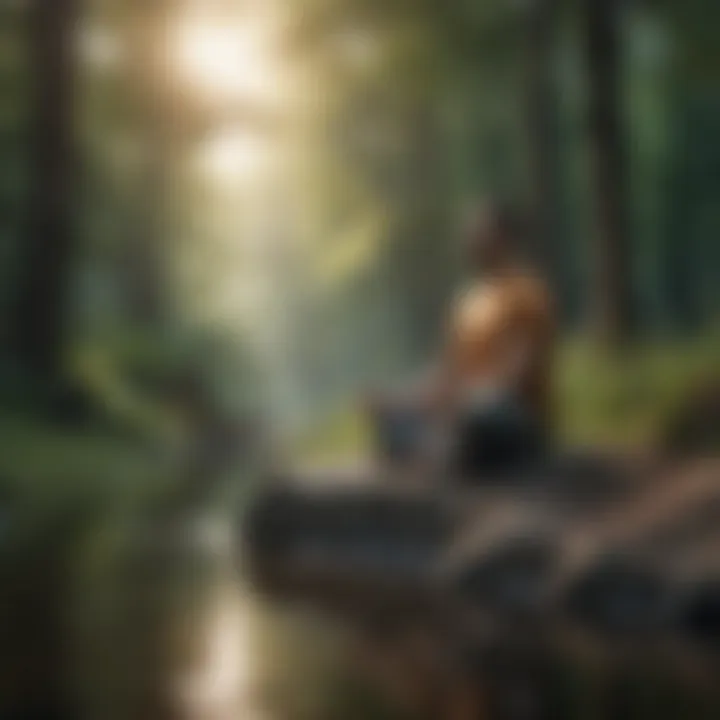 Person meditating in nature