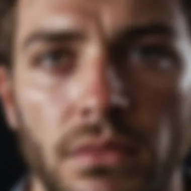 Reflective Distress and Inner Turmoil Close-up of a distressed individual reflecting inner turmoil