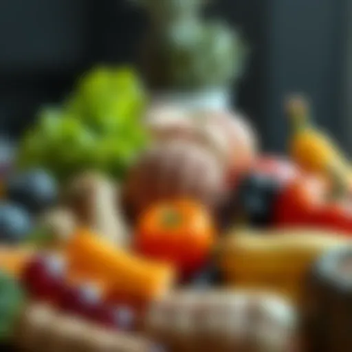 An array of colorful fruits and vegetables, showcasing a variety of textures and colors.