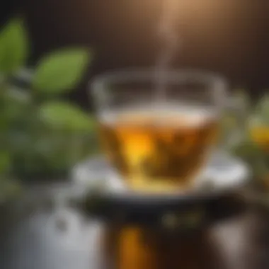 A close-up of herbal tea, symbolizing natural remedies