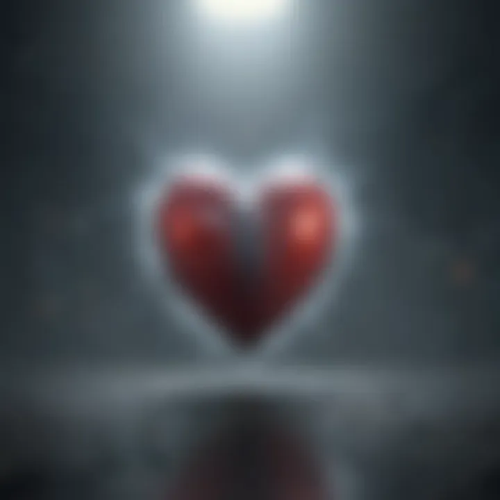 A heart surrounded by a foggy aura, illustrating the struggle to connect emotionally.