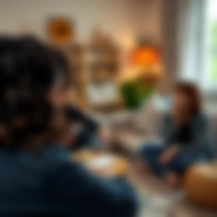 A serene environment where family members practice effective communication.