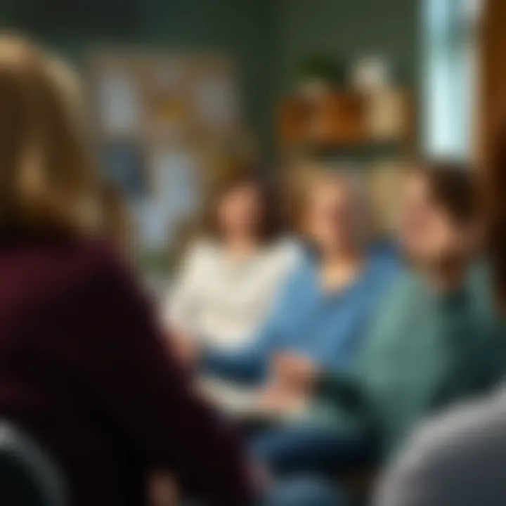 A support group session with families sharing experiences.