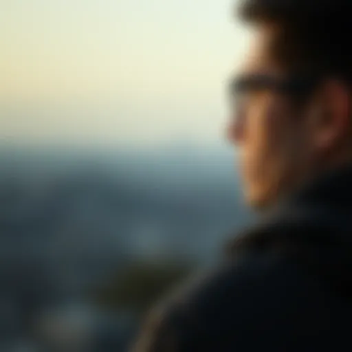 A contemplative figure gazing into the distance, symbolizing introspection.