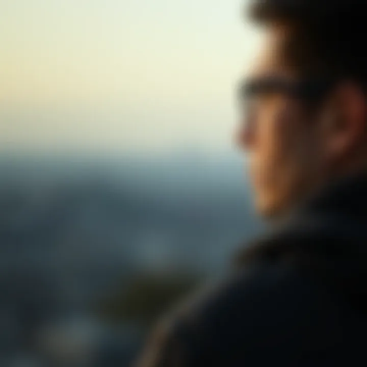 A contemplative figure gazing into the distance, symbolizing introspection.