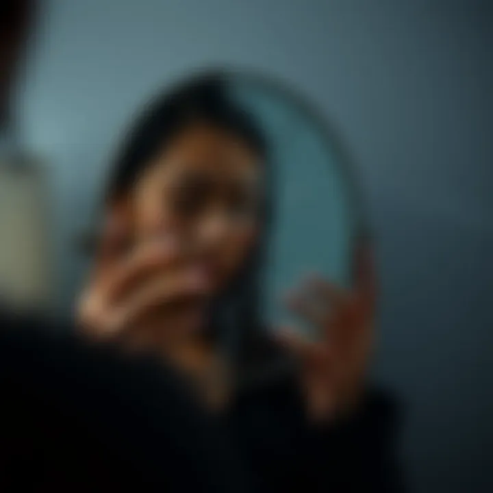 A fractured mirror, representing self-criticism and distorted self-image.