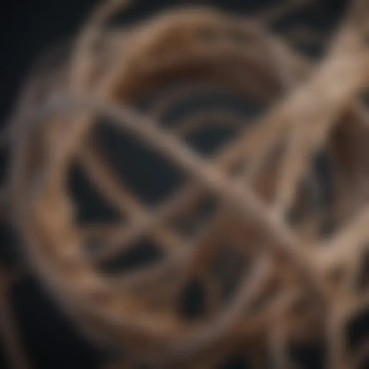 An abstract representation of tangled threads, illustrating complex emotional ties.