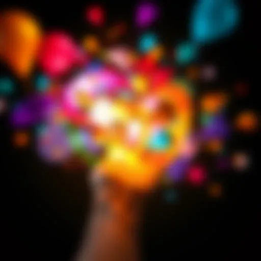 Abstract concept of magical thinking with abstract shapes and colors