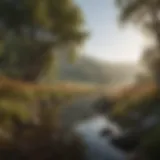 A serene landscape depicting tranquility amidst chaos