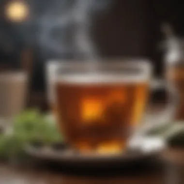 Brewed Comfort A close-up of a steaming cup of herbal tea, symbolizing comfort and relaxation.