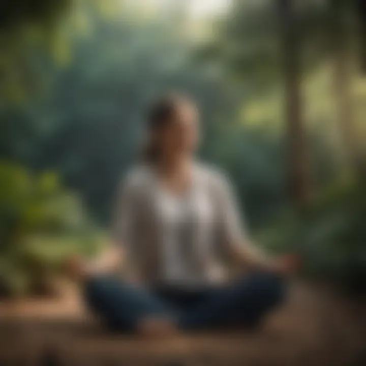 A close-up of a person meditating in a tranquil environment.