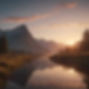 The Calm of Dawn A serene sunrise over a calm landscape symbolizing the start of a new day.