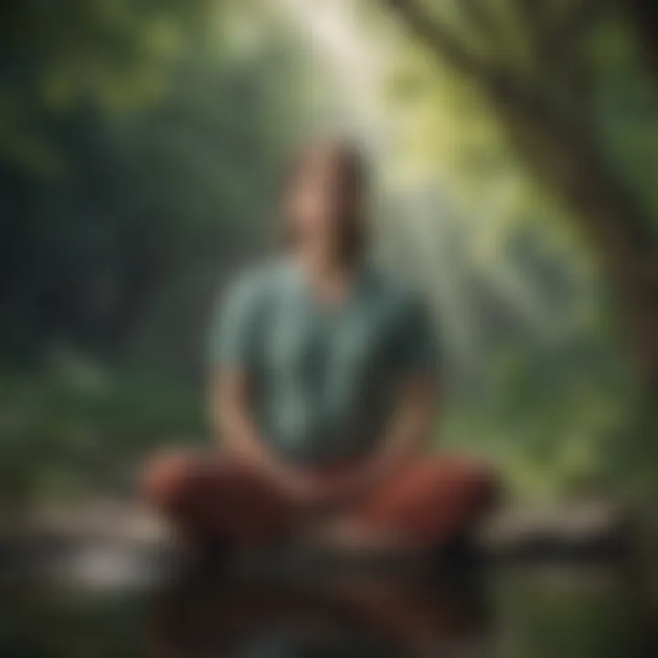 A tranquil meditation scene indicating the psychological aspects of nausea.