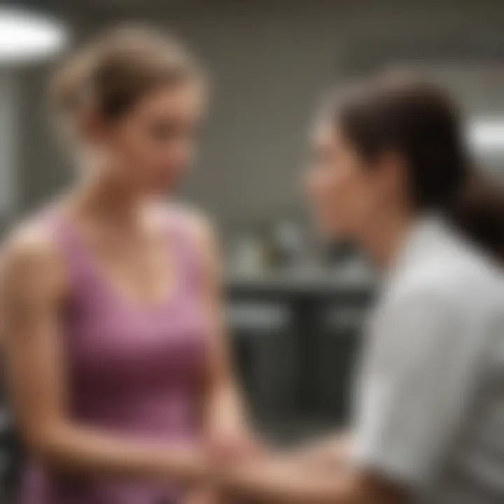 A healthcare professional discussing treatment options with a mother.