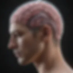 A brain scan highlighting areas affected by schizophrenia