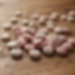 A close-up of sertraline tablets on a wooden surface
