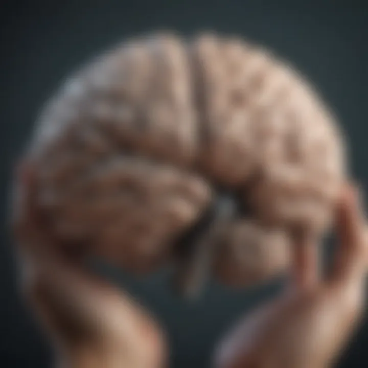 Close-up of a brain highlighting areas linked to anxiety