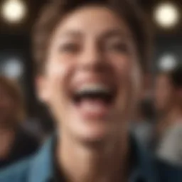 A person laughing uncontrollably in a social setting