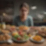An illustration depicting various types of disordered eating behaviors.