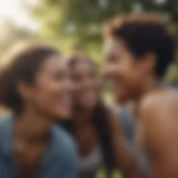 A diverse group of individuals sharing laughter in a park