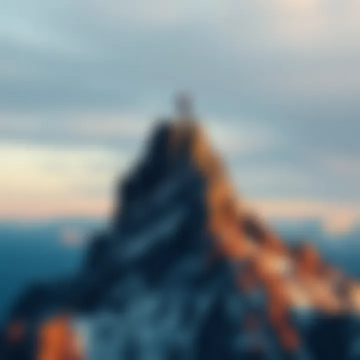 Achievement and Goals A mountain peak symbolizing achievement and goal setting