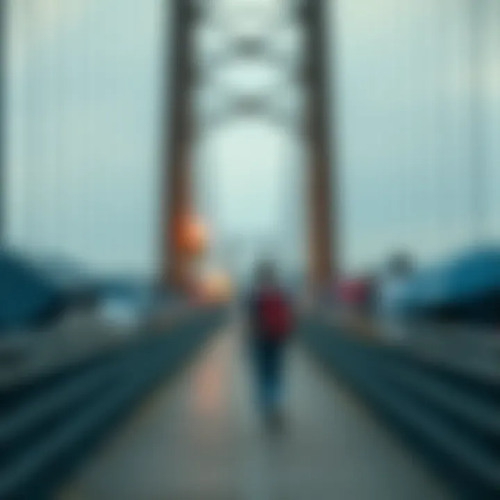 Journey Towards Connection A bridge leading to a vibrant community, symbolizing the journey towards connection