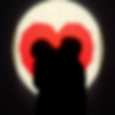 Emotional Barriers An abstract representation of a heart encircled by shadows, symbolizing emotional barriers