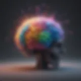 Abstract illustration of a whimsical brain with colorful sparks symbolizing humor's impact on mental health