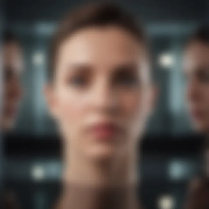Illustration of a mirror reflecting different aspects of personality
