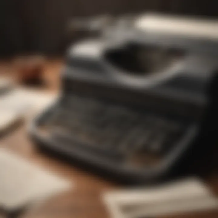Vintage typewriter with paper