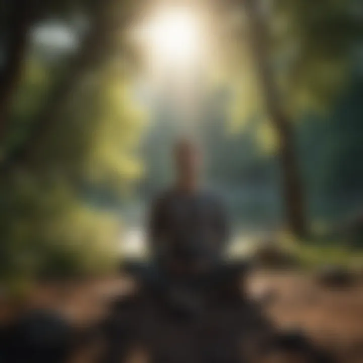 Person meditating in peaceful nature setting