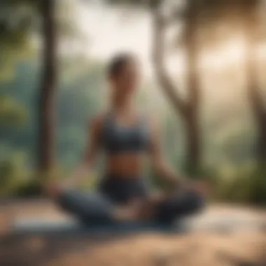 Person practicing yoga in serene outdoor setting