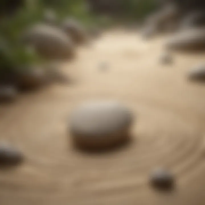 Zen garden with raked sand and rocks symbolizing mindfulness