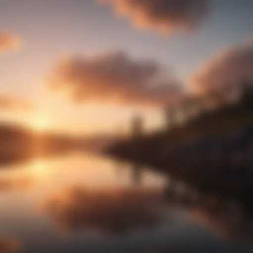 Reflection of a calm lake at sunset