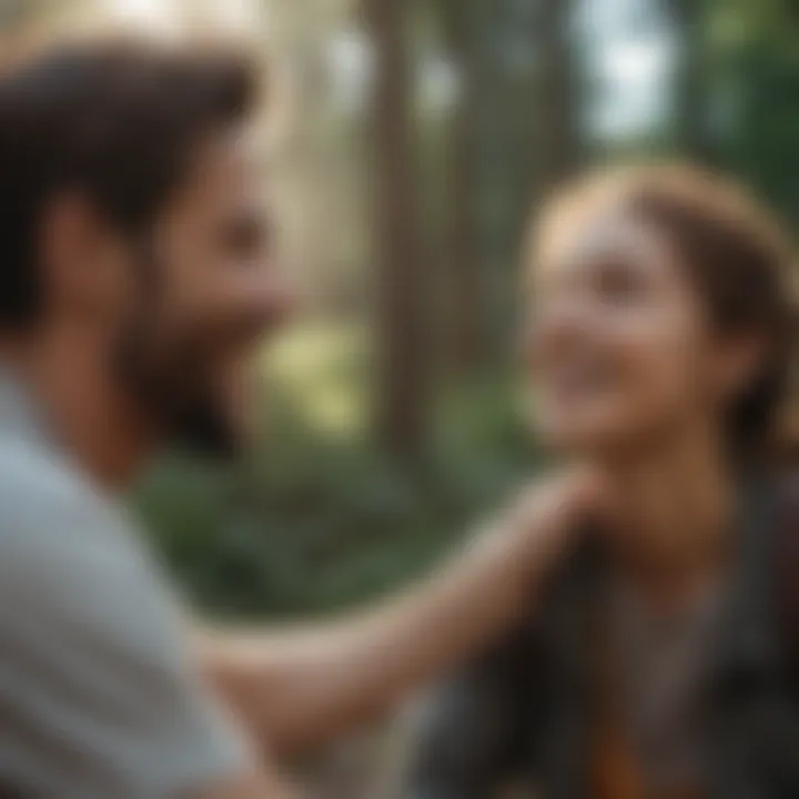 Two individuals sharing a joyful moment during an outdoor activity.